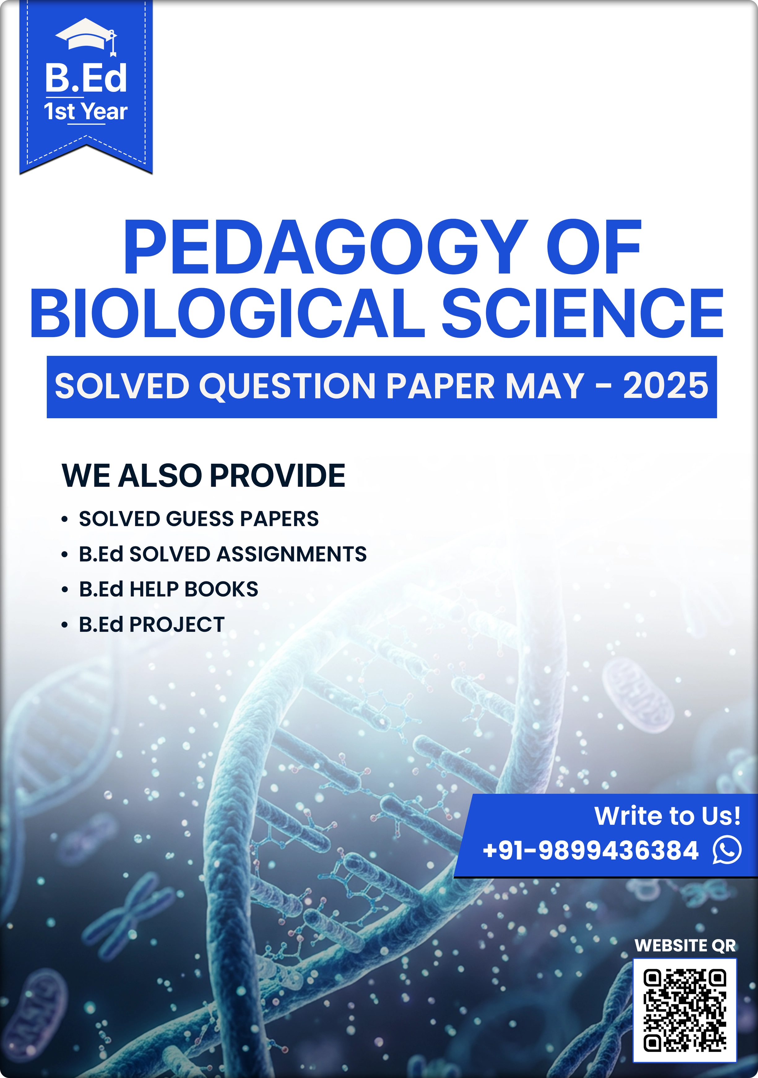 Pedagogy of Biological Science B.Ed Question Paper May 2025 MDU