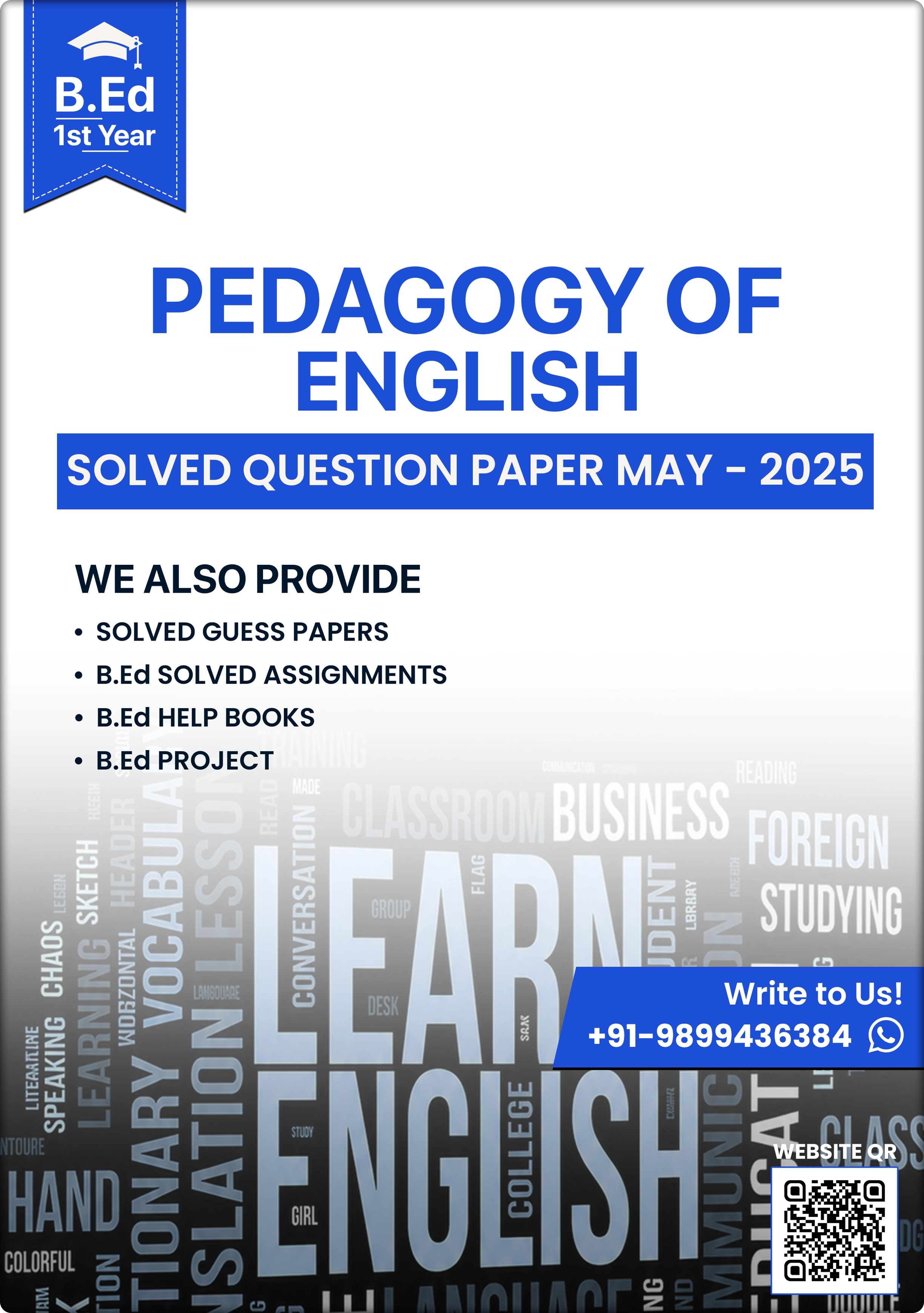 Pedagogy of English B.Ed Question Paper May 2025 MDU