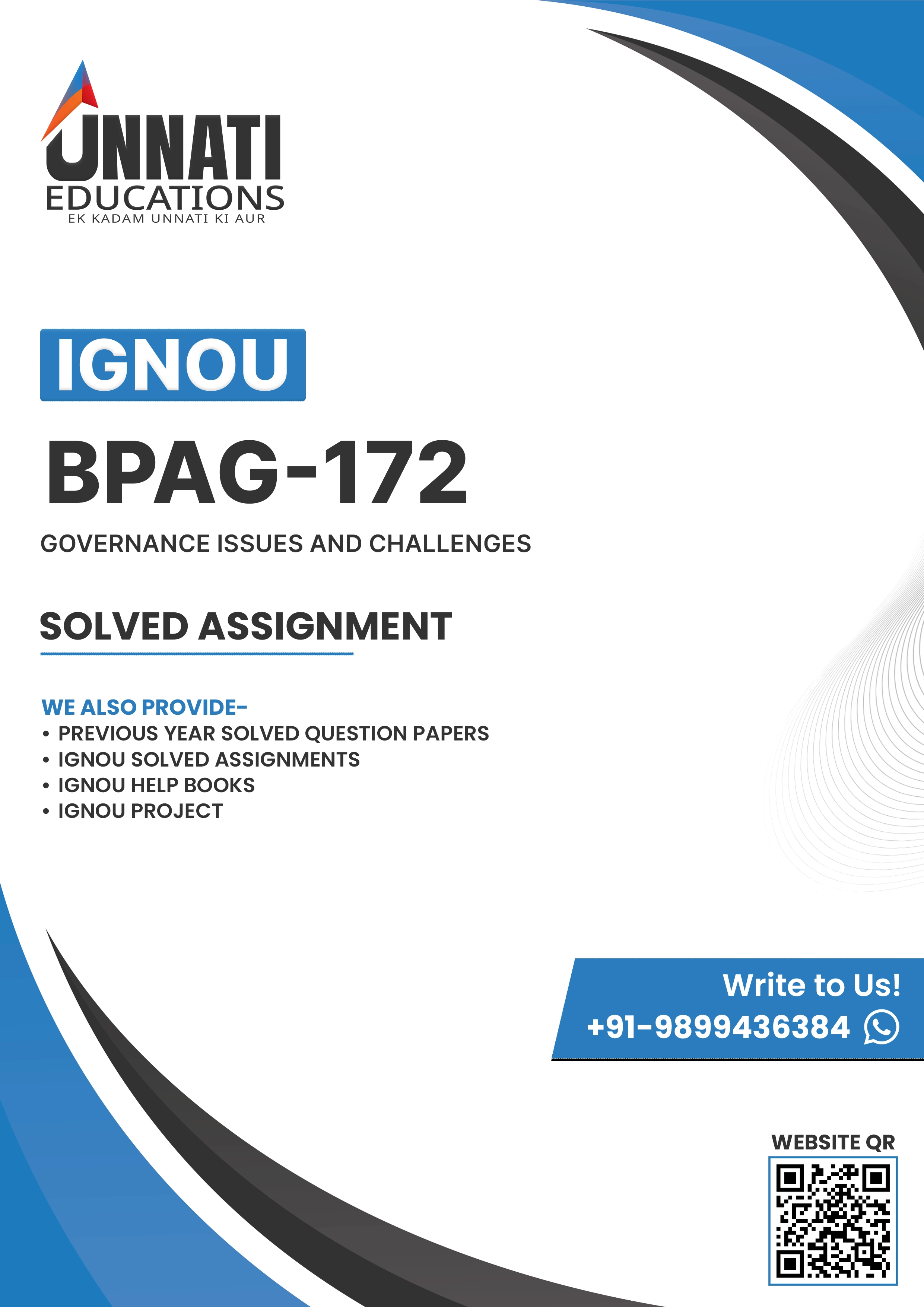 BPAG-172 Solved Assignment 2025-26 Governance: Issues And Challenges IGNOU
