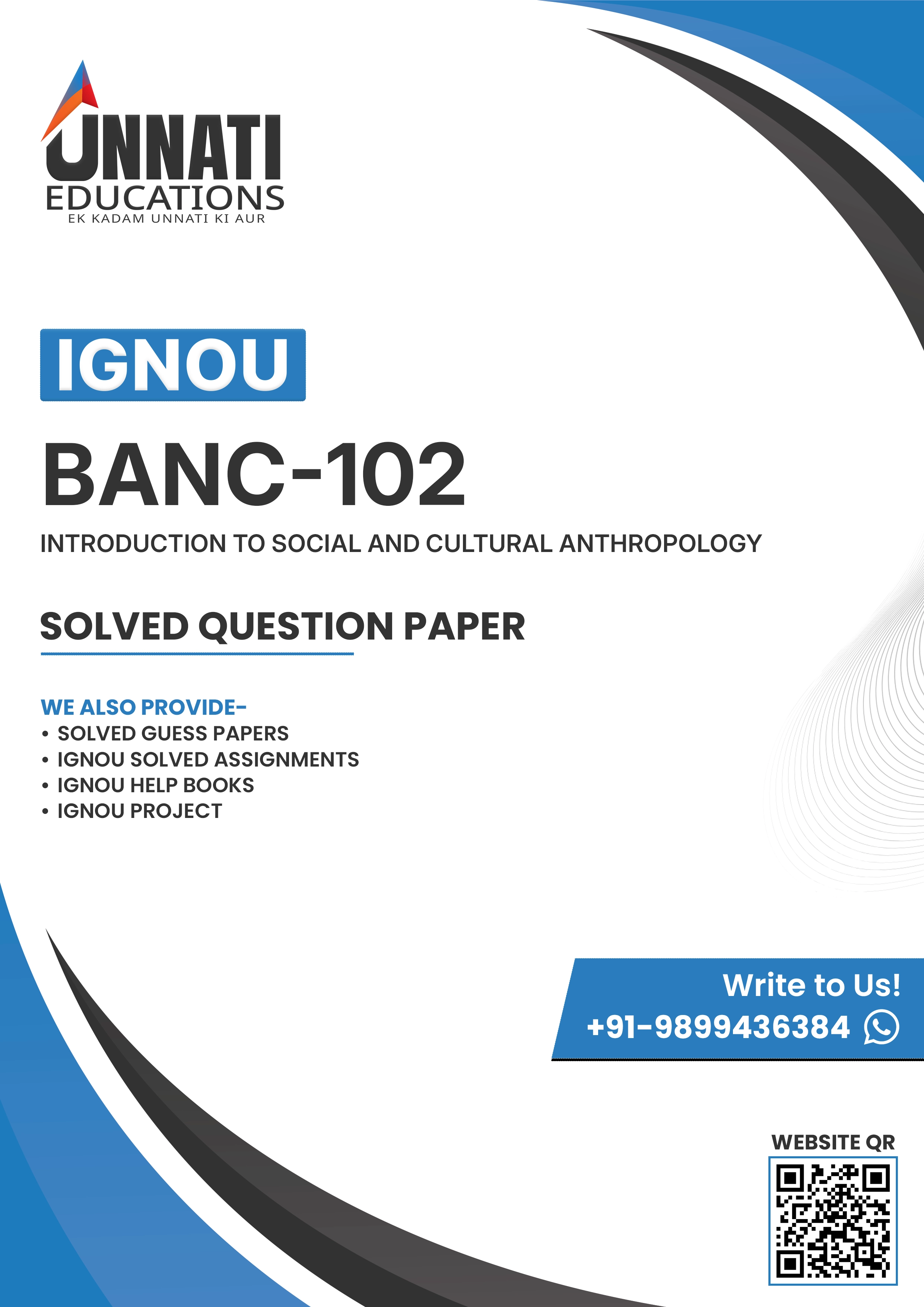 BANC 102 Question Paper December 2025 IGNOU Bachelor of Science Honours Anthropology Introduction to Social and Cultural Anthropology
