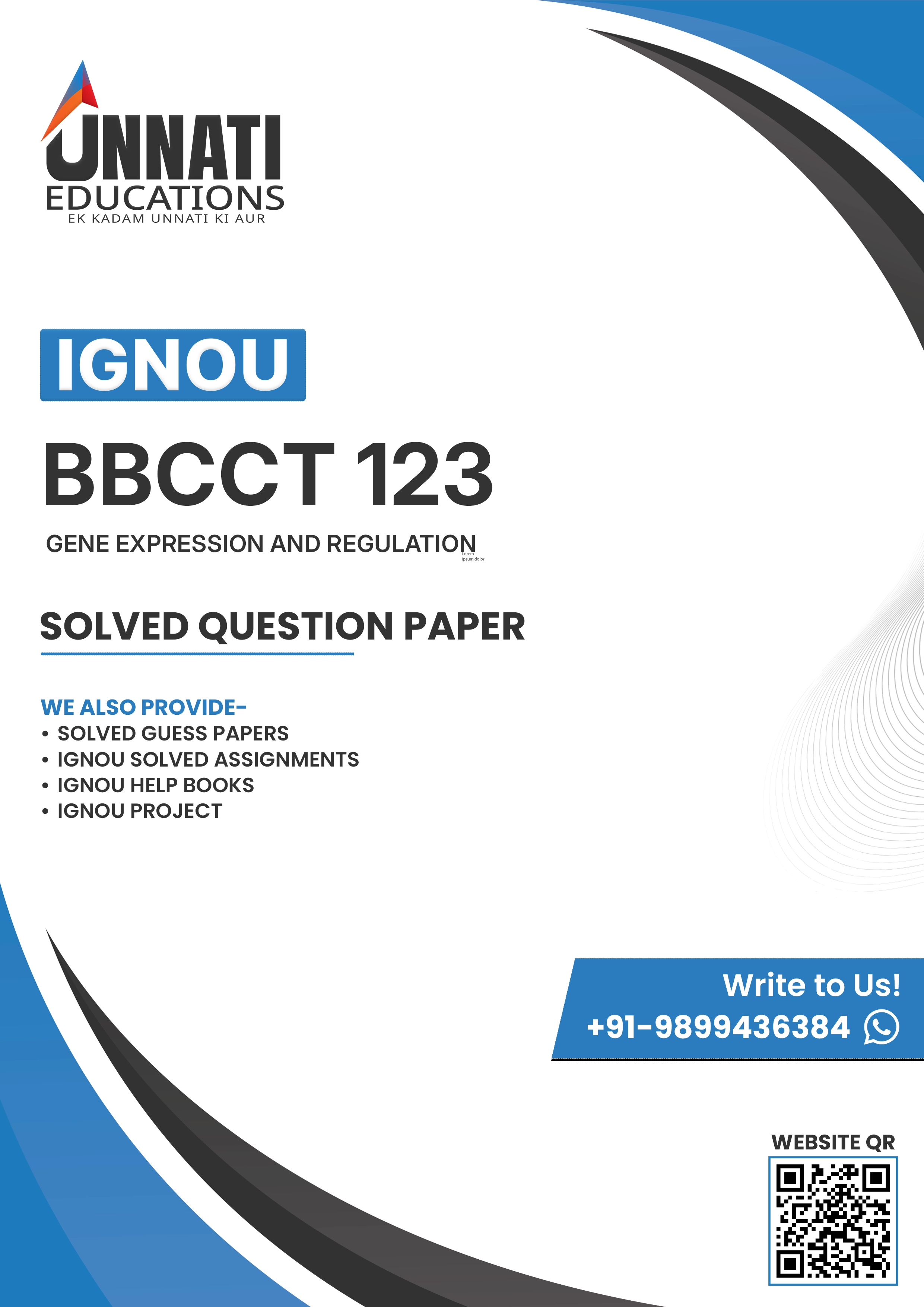 BBCCT 123 Question Paper December 2025 — IGNOU B.Sc (Hons) Biochemistry Gene Expression and Regulation
