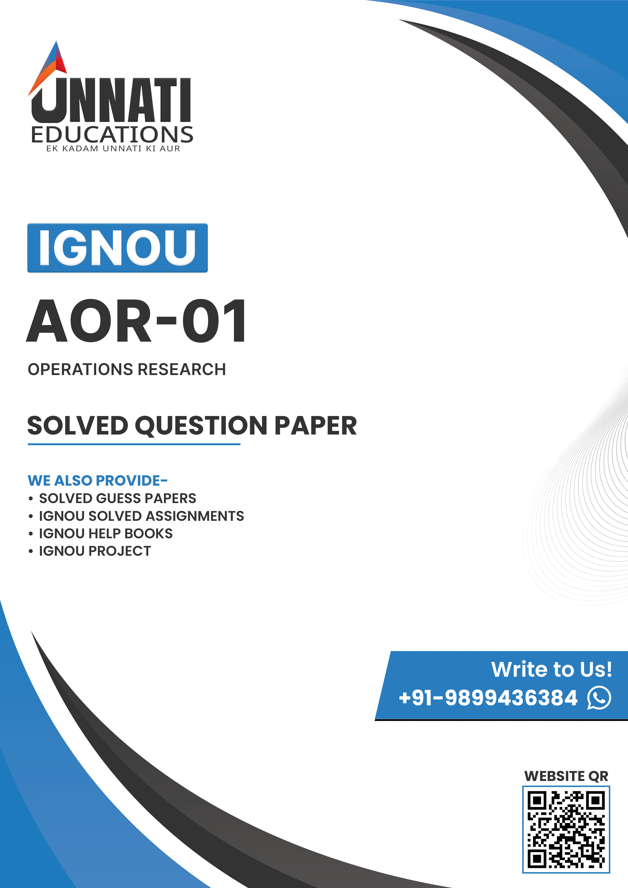AOR-01 Question Paper December 2025 Solved — IGNOU BA / B.Com / B.Sc / BSW - Operations Research (Application Oriented Course)