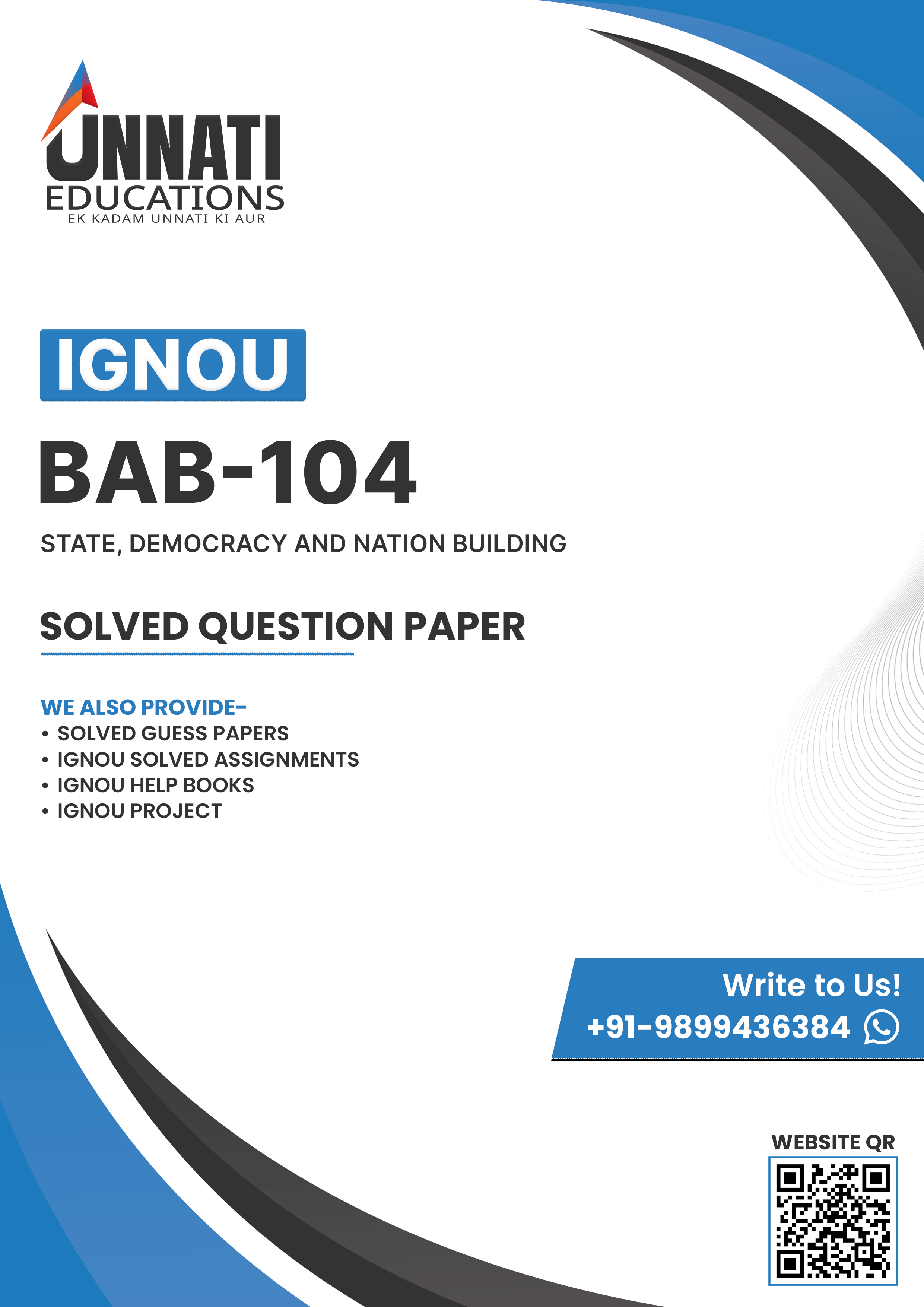 BAB 104 Question Paper December 2025 — IGNOU BA State, Democracy and Nation-Building