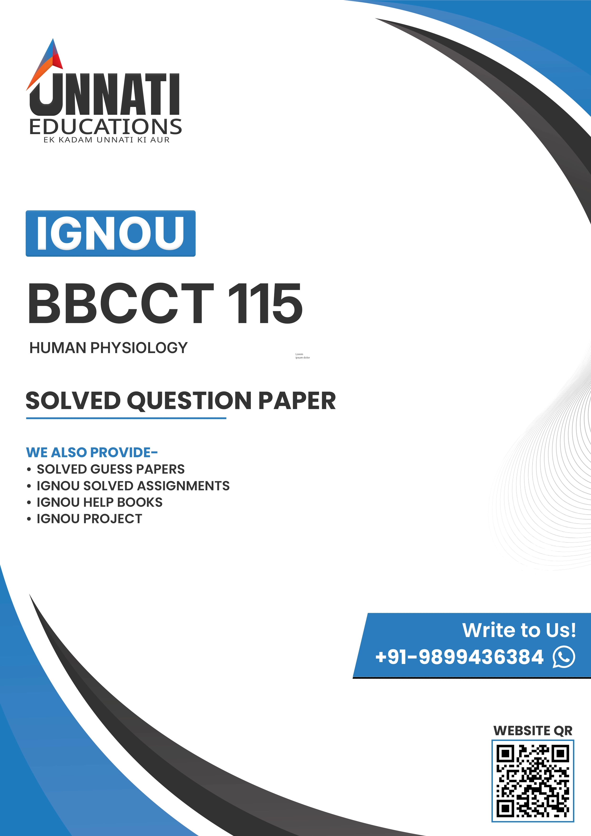BBCCT 115 Question Paper December 2025 — IGNOU B.Sc (Hons) Biochemistry Human Physiology (BBCCT-115) BSCBCH