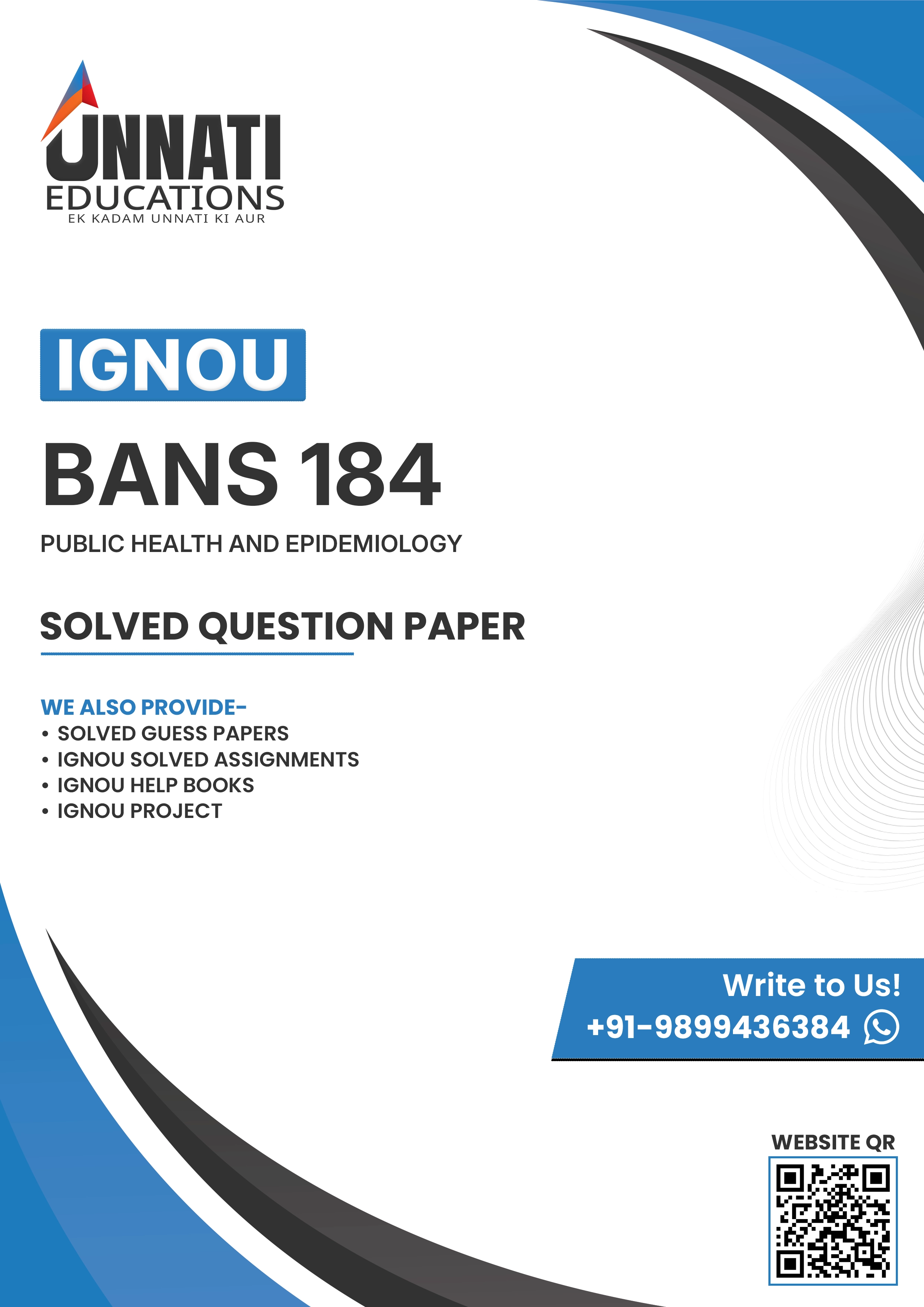 BANS 184 Question Paper December 2025 — IGNOU Bachelor's Degree Programme Public Health and Epidemiology