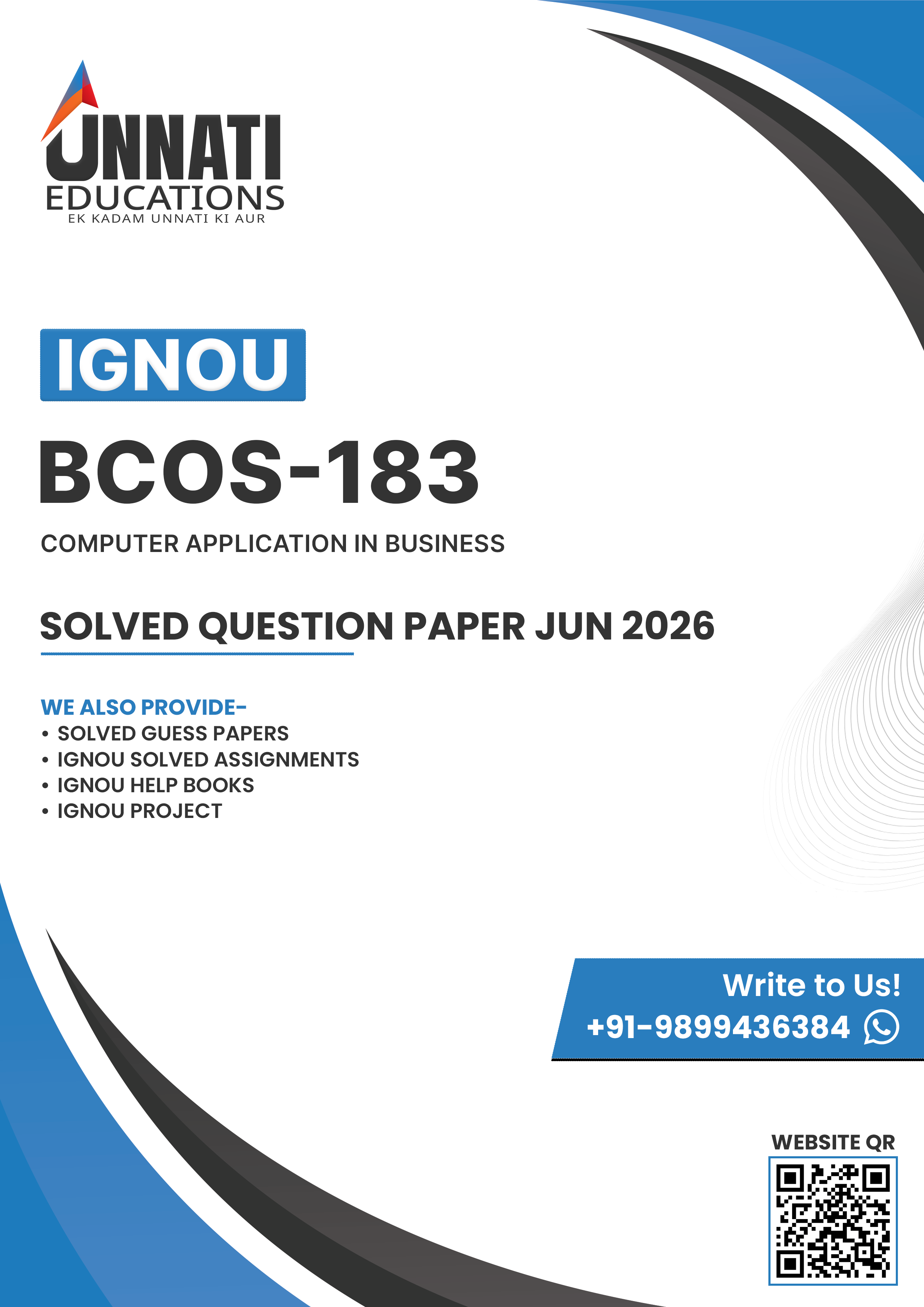 BCOS 183 Computer Application in Business Solved Question Paper June 2026 for IGNOU Bachelor of Commerce (General)