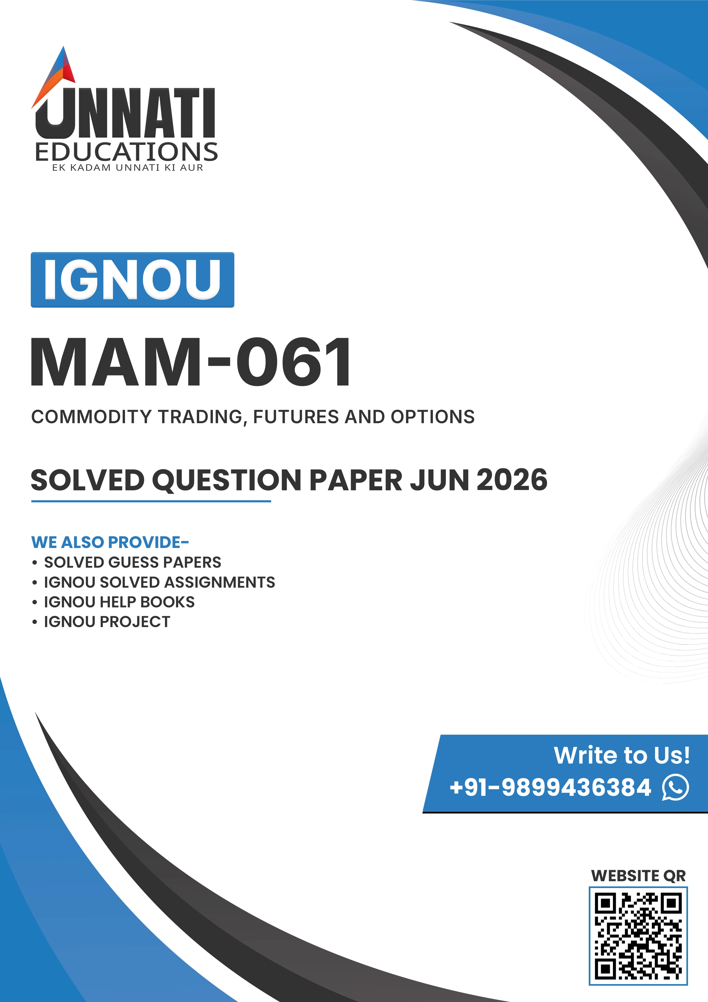 MAM 061 Commodity Trading, Futures and Options Solved Question Paper June 2026 (IGNOU MBA Agribusiness Management, MBAABM)