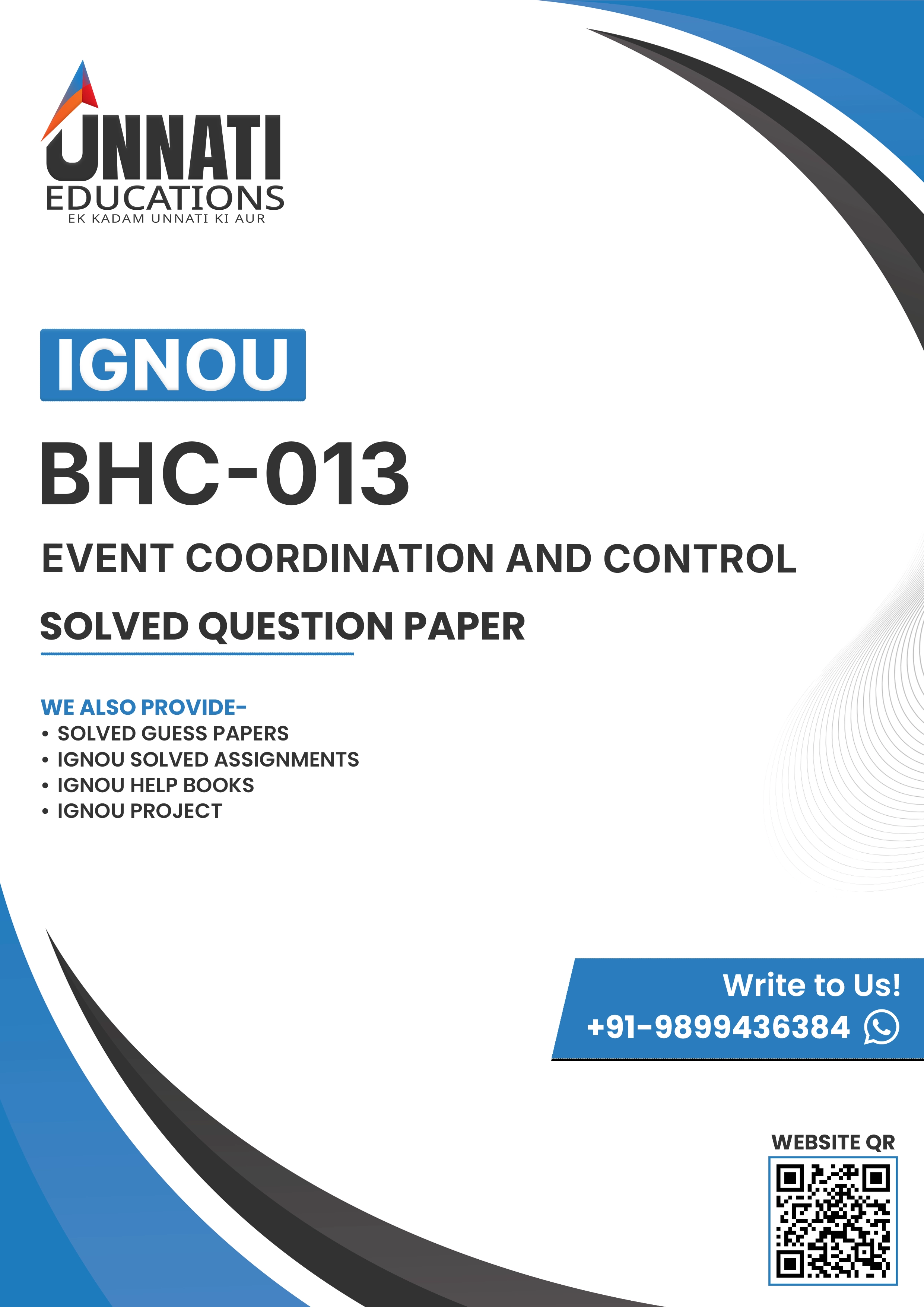 BHC 013 Question Paper December 2025, IGNOU Diploma/Certificate in Event Management Event Coordination and Control