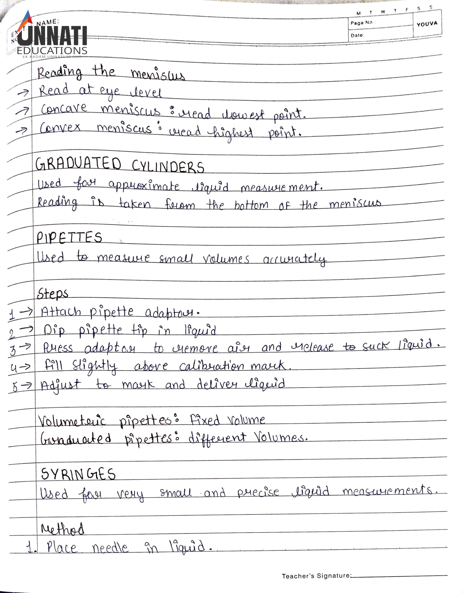 Graduated Cylinders, Pipettes & Syringes