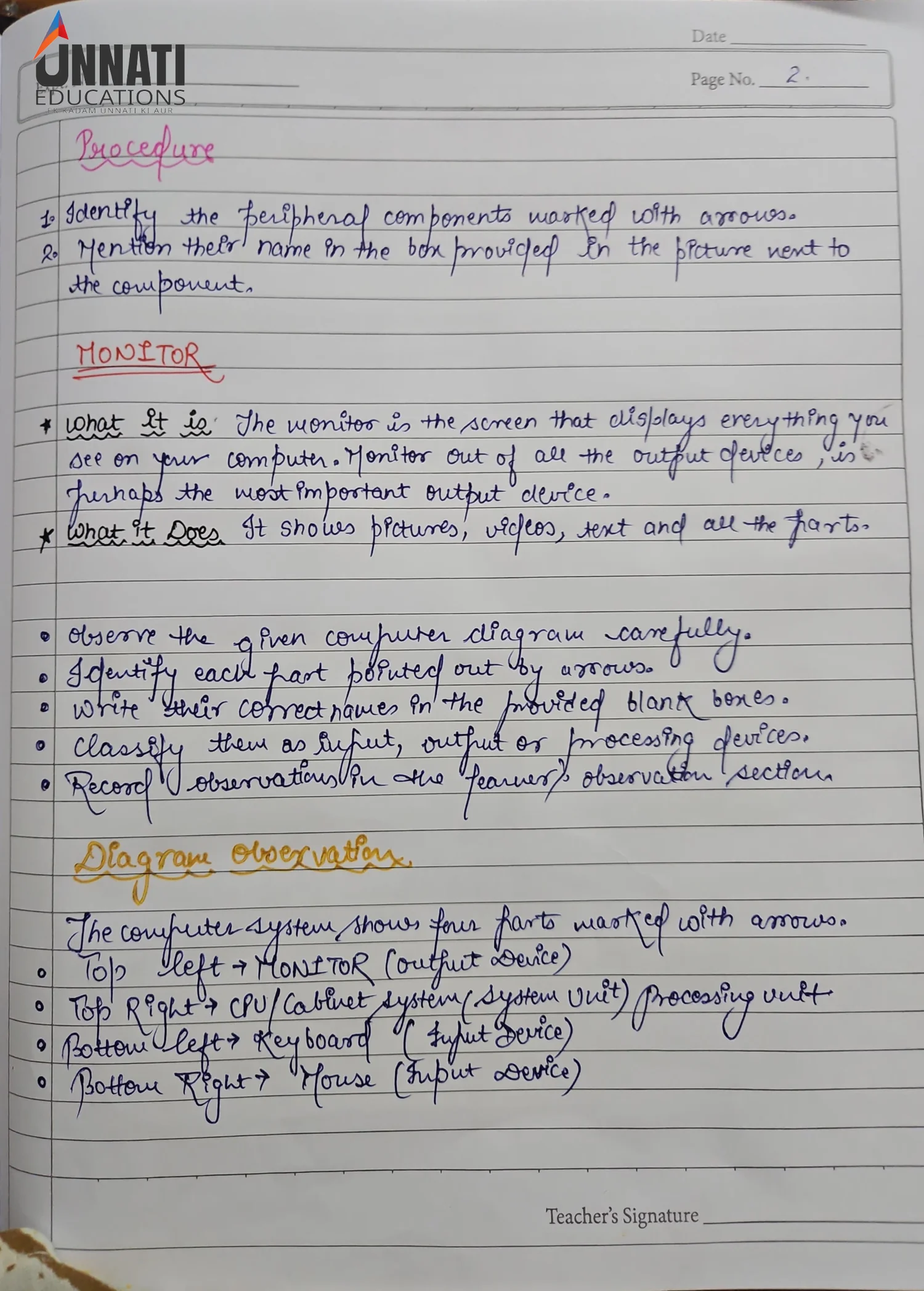 NIOS Data Entry Operations 229 practical file sample page 5 - Procedure & Observation