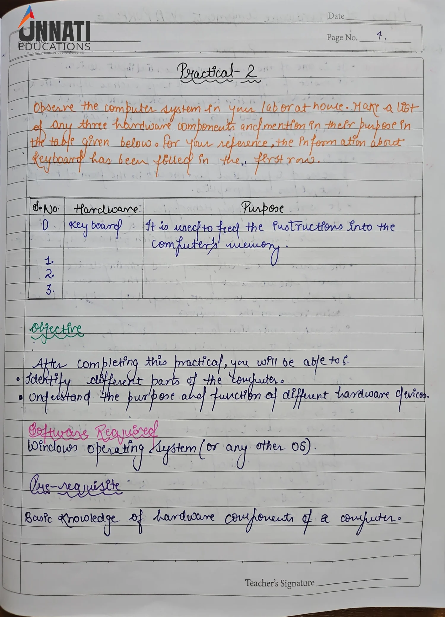 NIOS Data Entry Operations 229 practical file sample page 7 - Practical 2 Opening