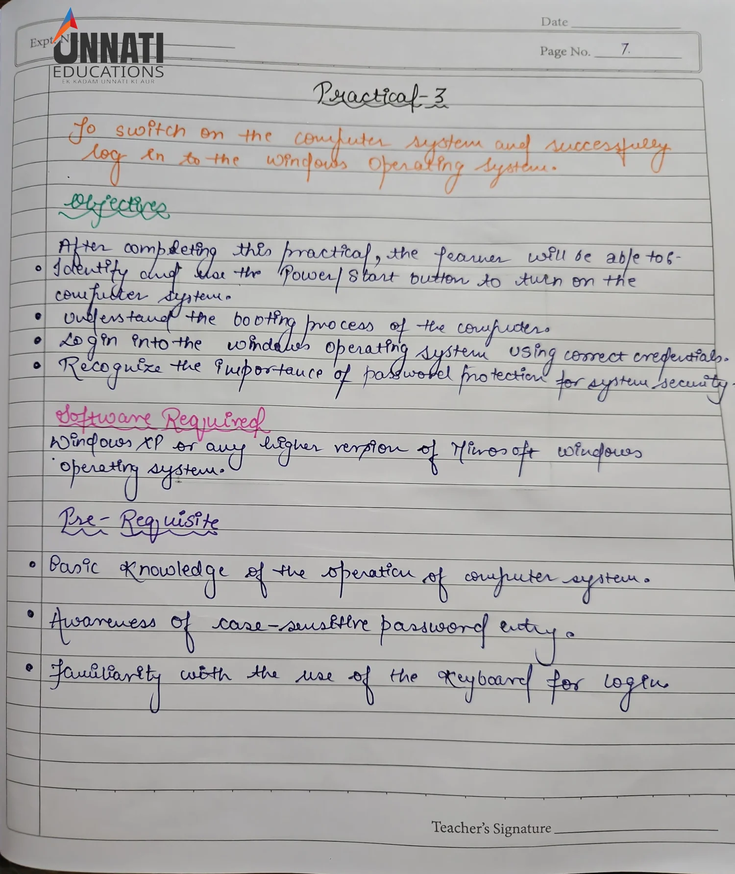 NIOS Data Entry Operations 229 practical file sample page 12 - Practical 3 Opening