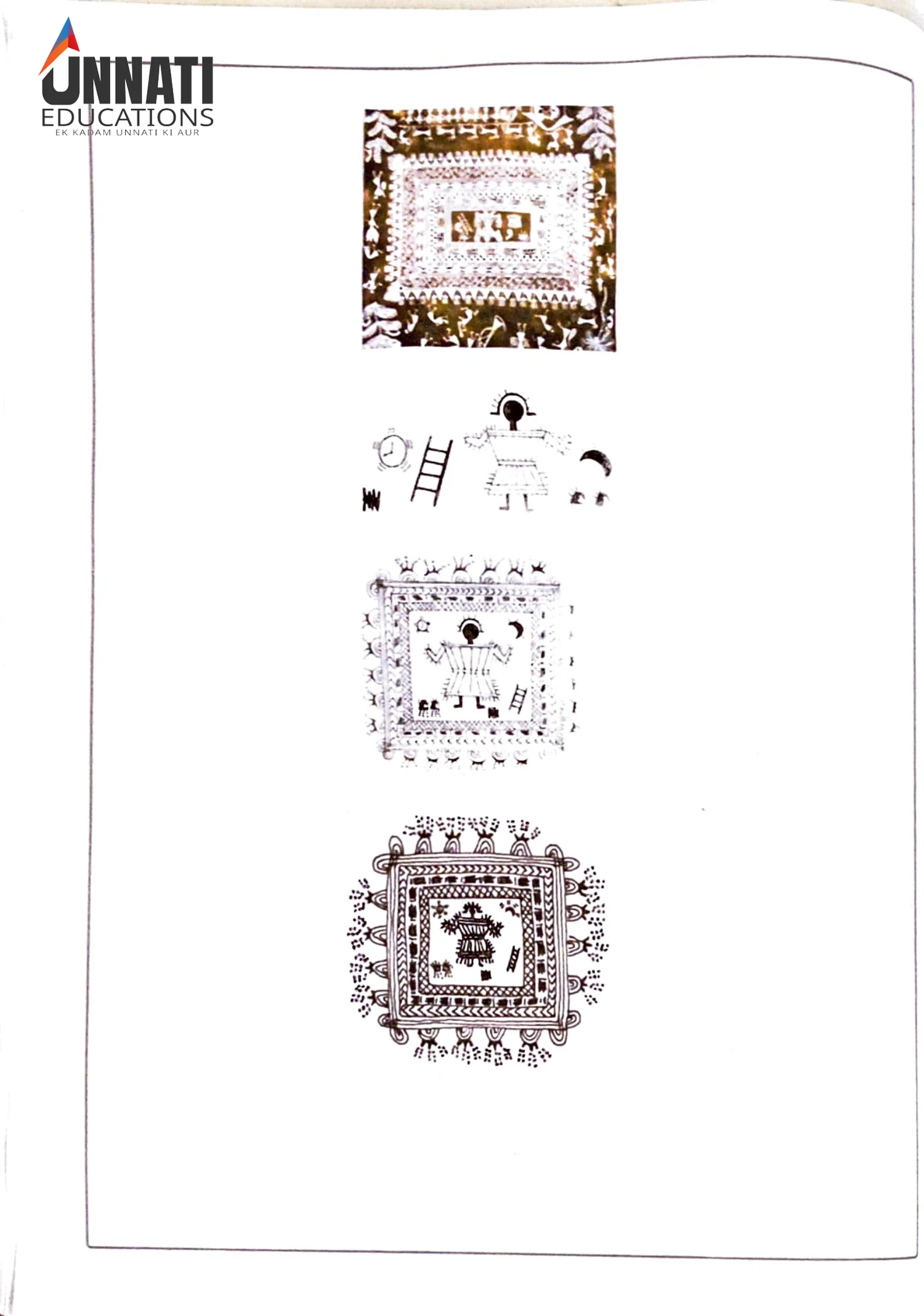 NIOS Folk Art 244 practical file sample page 13 - Sanjhi: Stencil, Cow-Dung & Water Plates
