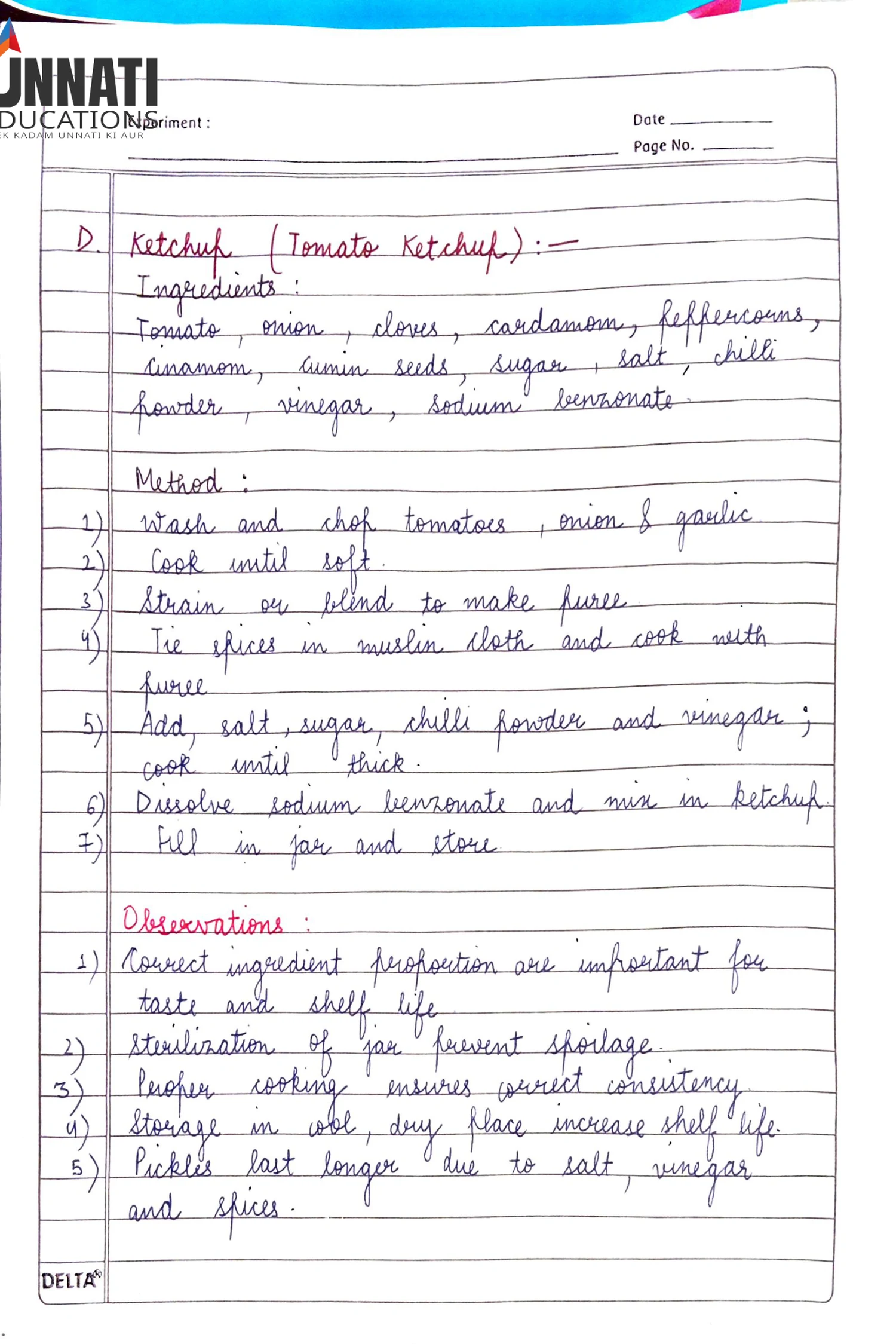 NIOS Home Science 321 practical file remedial measures table page