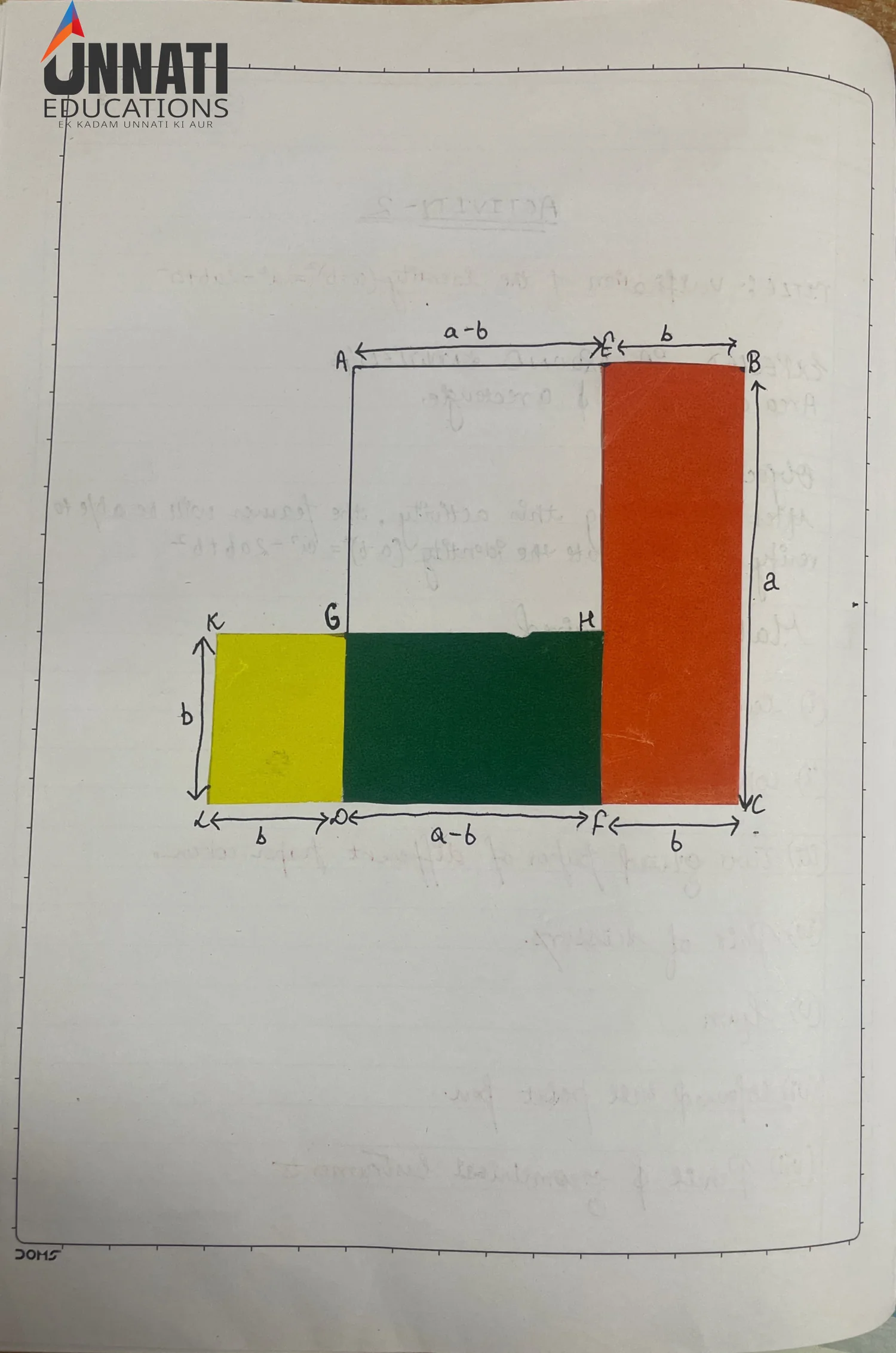 NIOS Mathematics 211 practical file sample page 7 - Activity 2 Diagram