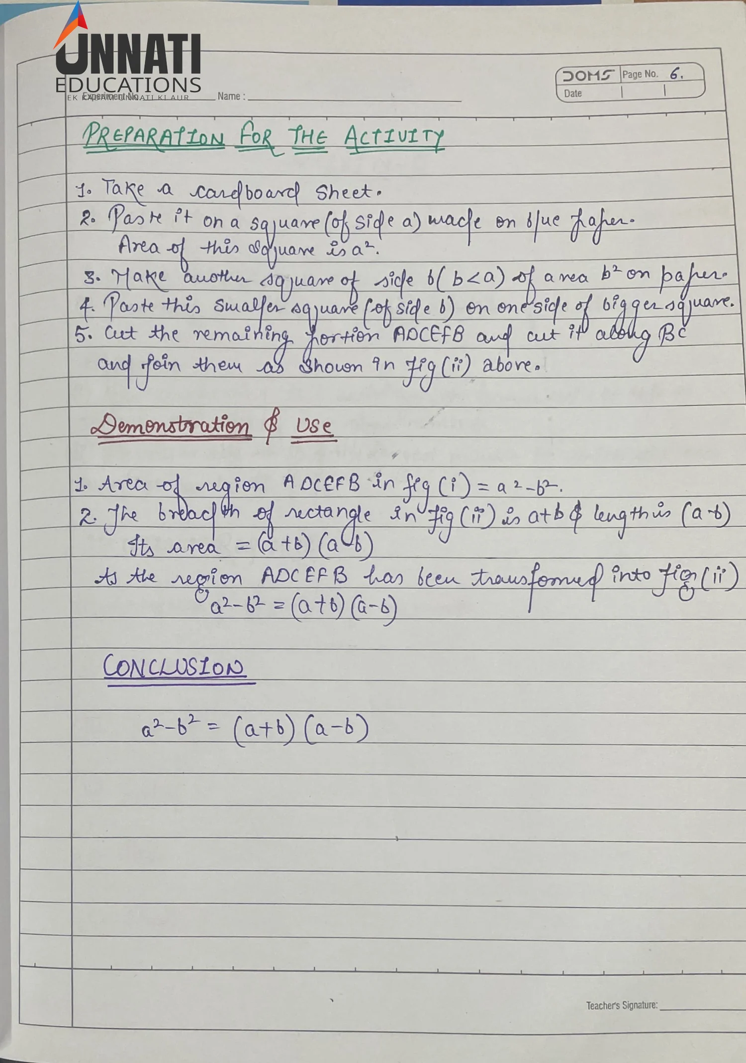 NIOS Mathematics 211 practical file sample page 11 - HCF Working