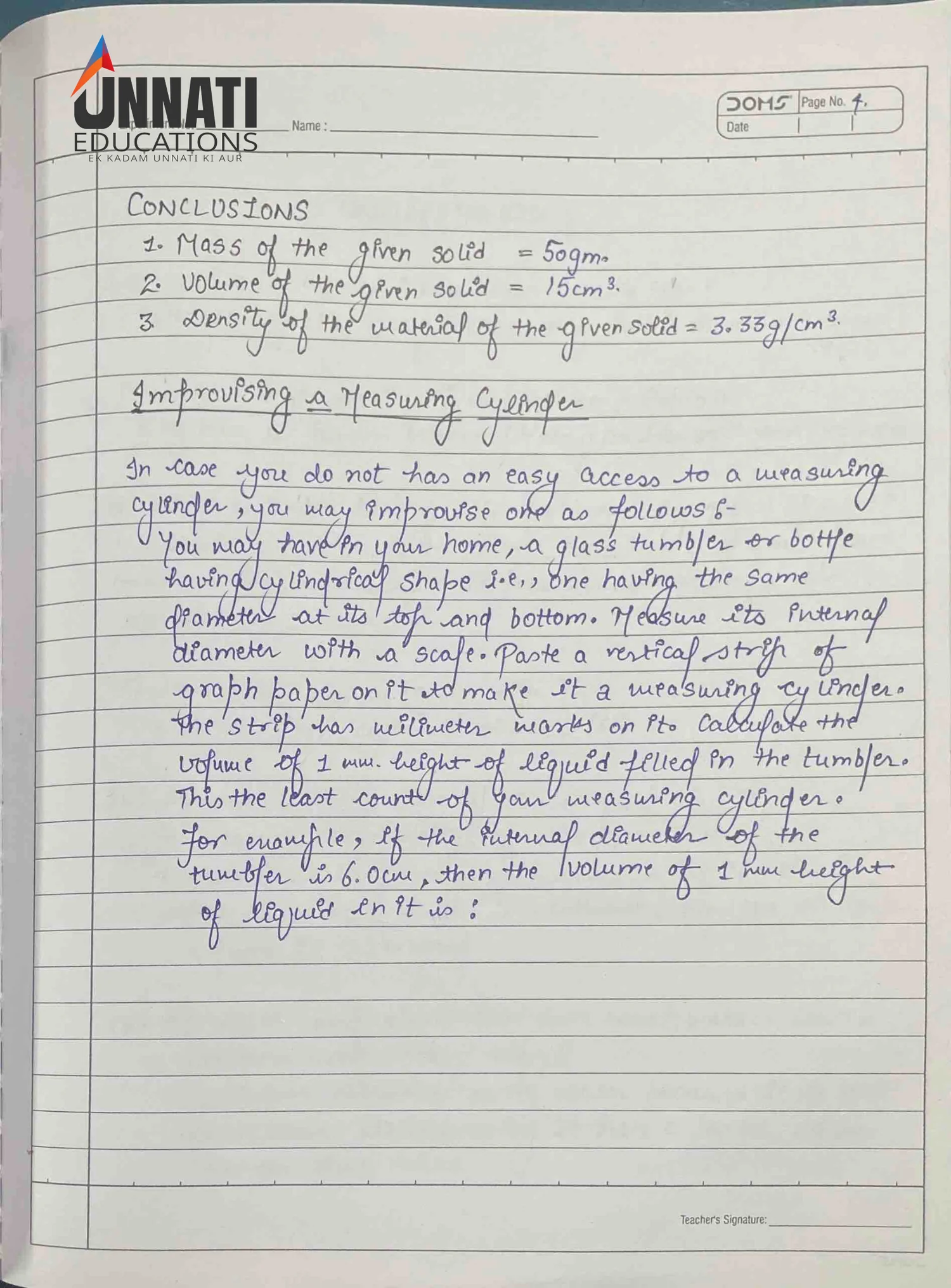 NIOS Science 212 practical file sample page 8 - Experiment 3 Diagrams