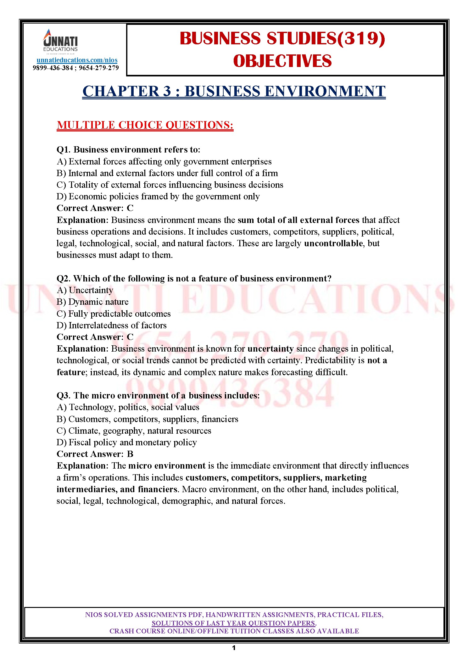 ly multiple choice questions, fill in the blanks and true or false statements. The whole set is mapped against the latest NIOS Syllabus so nothing outside the current course slips in.