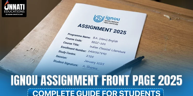 IGNOU Assignment Front Page 2025