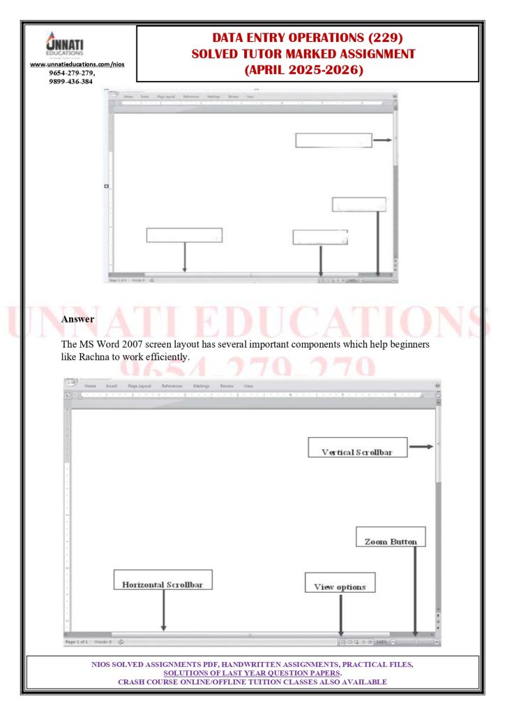 NIOS Class 10 Data Entry Operations 229 Solved TMA