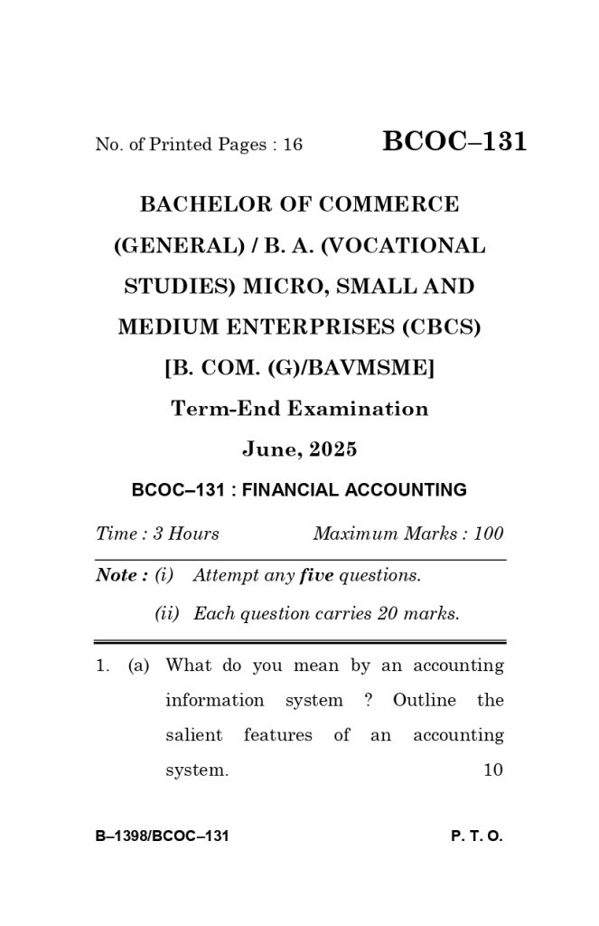 BCOC 131 question paper