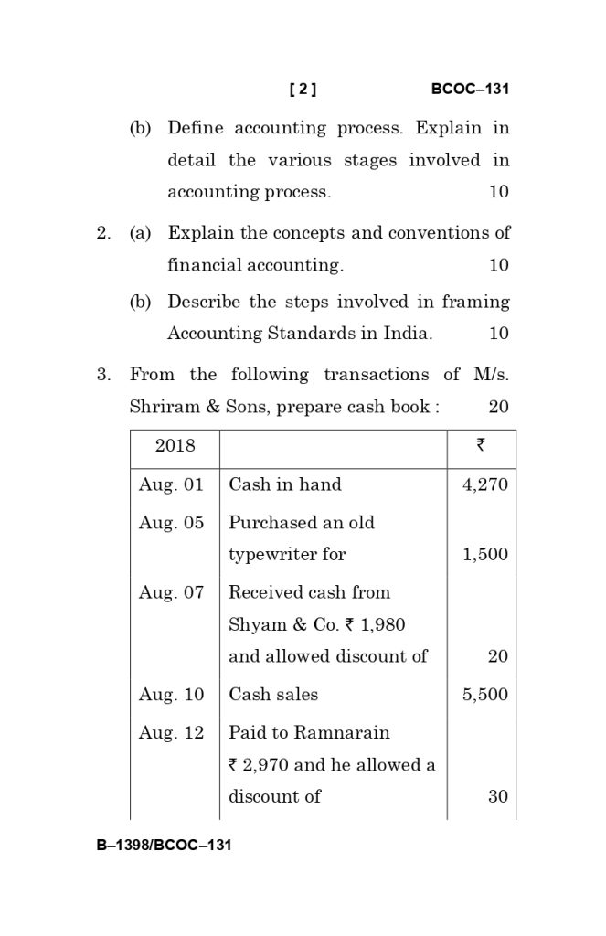 BCOC 131 question paper