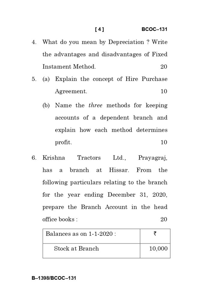 BCOC 131 question paper