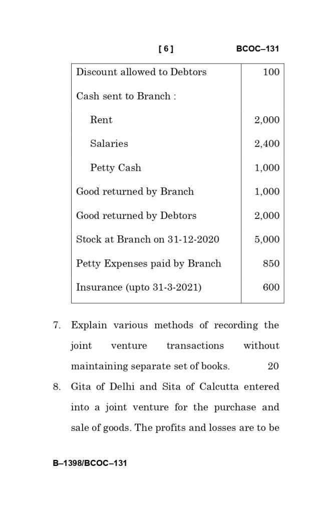 BCOC 131 question paper