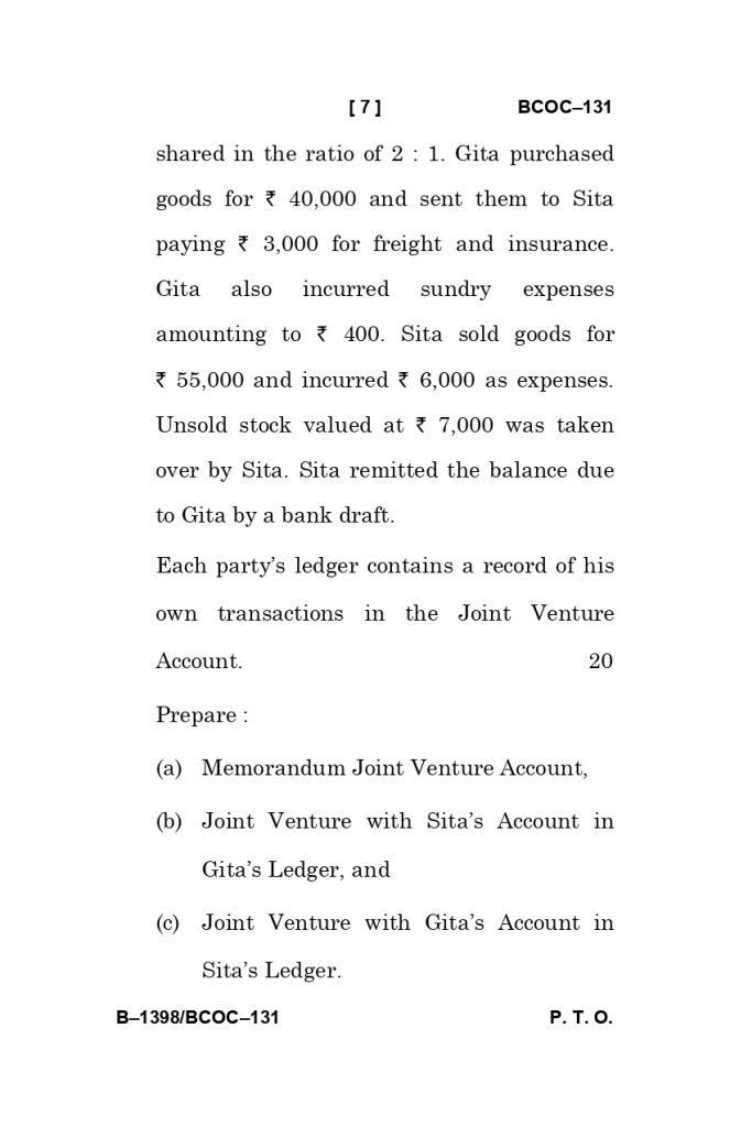 BCOC 131 question paper
