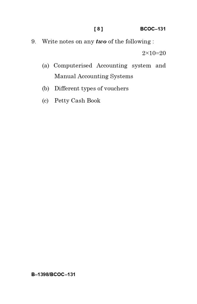 BCOC 131 question paper