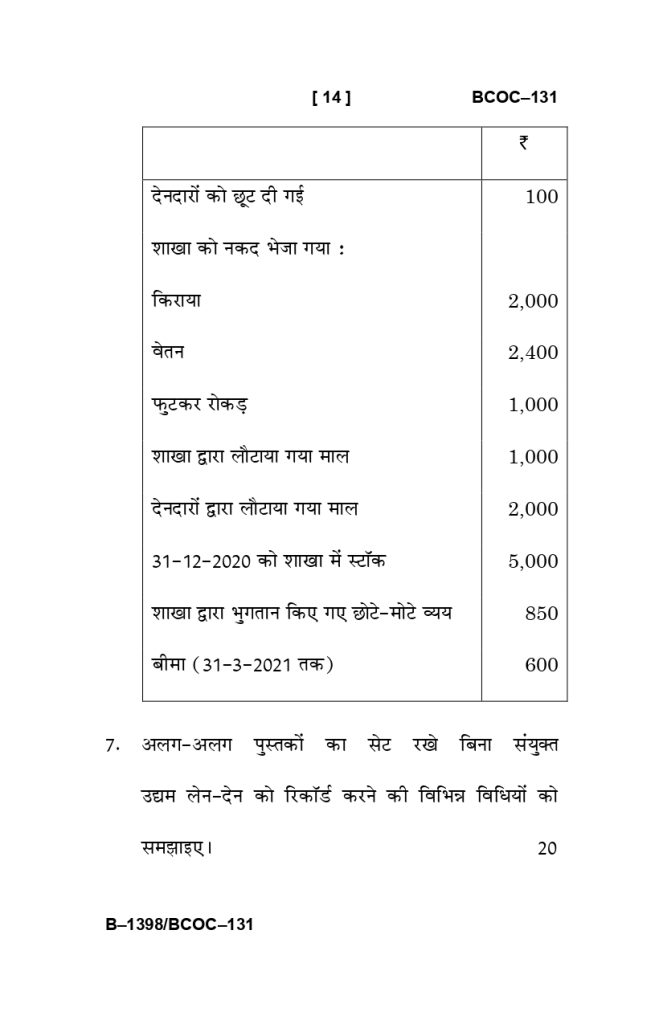 BCOC 131 question paper