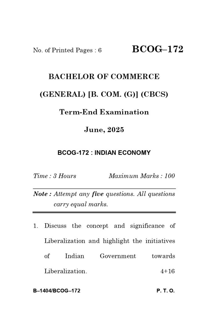 BCOG 172 Question Paper