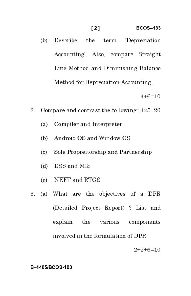 BCOS 183 Question paper june 2025