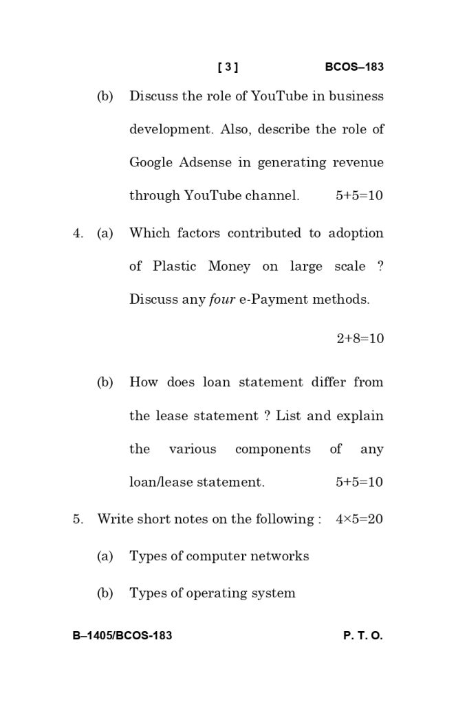 BCOS 183 Question paper june 2025