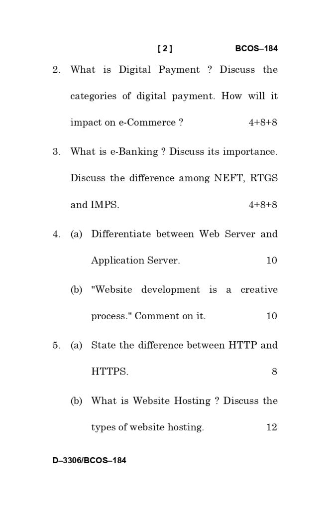 BCOS 184 Question paper