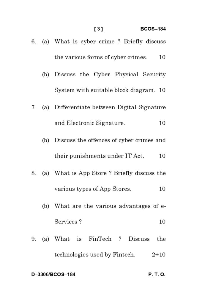 BCOS 184 Question paper