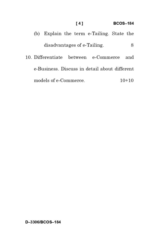 BCOS 184 Question paper