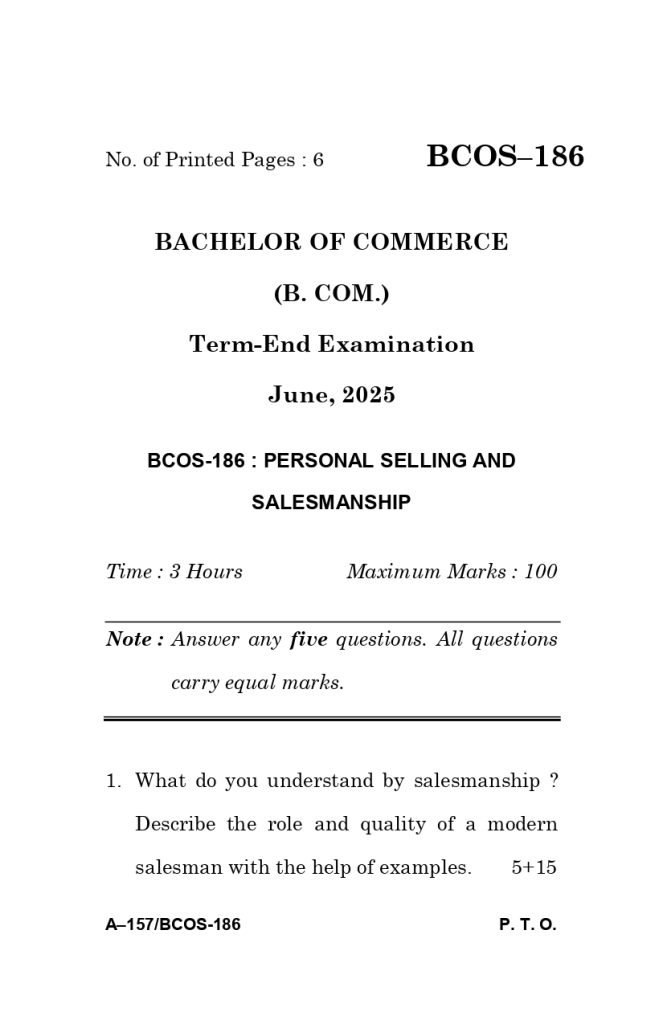 BCOS 186 Question paper JUNE 2025