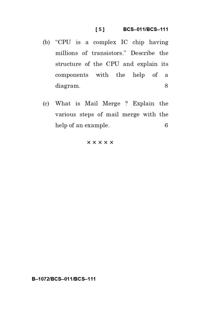 BCS 011 Question Paper June 2025