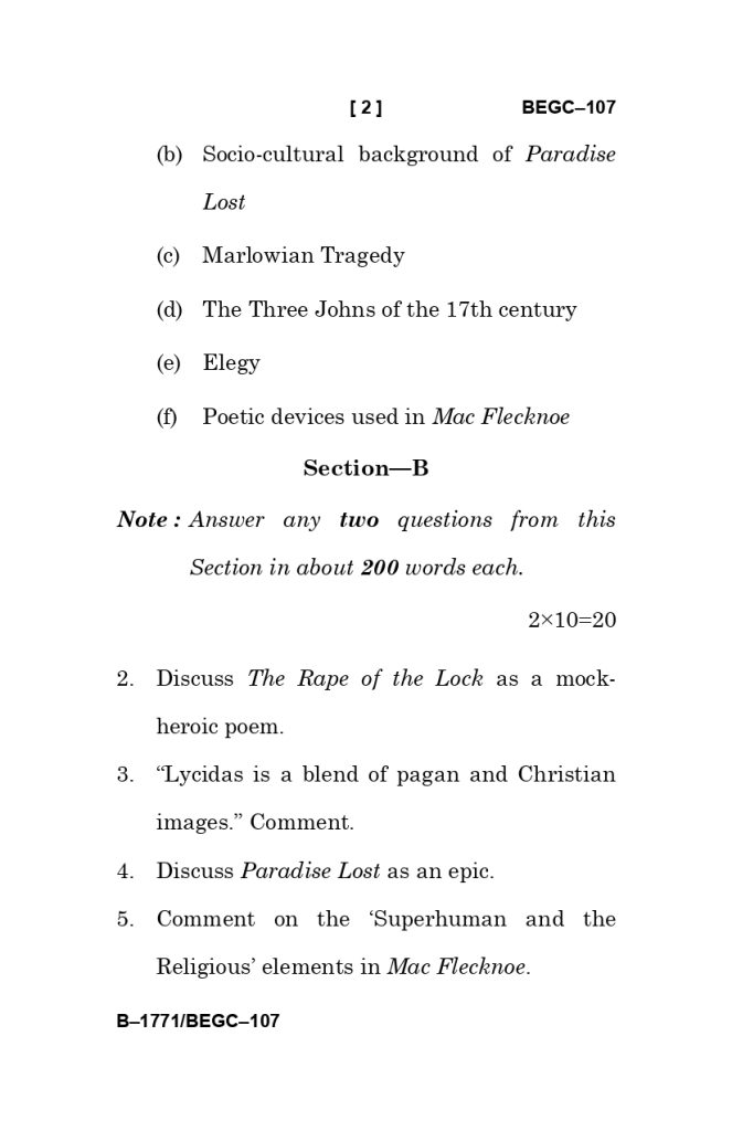 BEGC 107 Question Paper June 2025