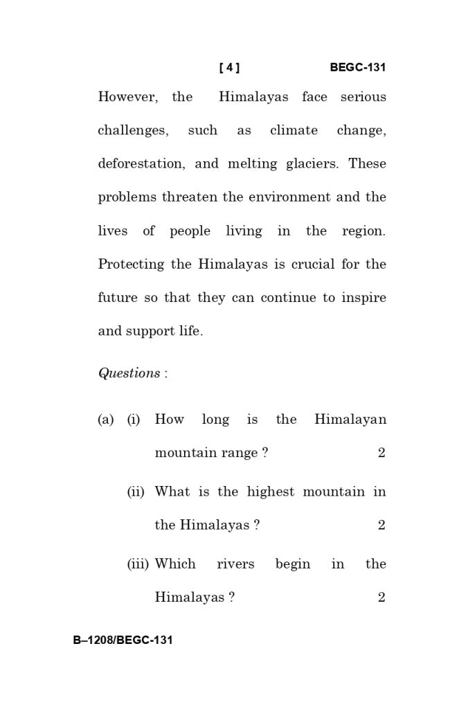 BEGC 131 question paper june 2025