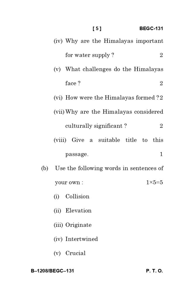 BEGC 131 question paper june 2025