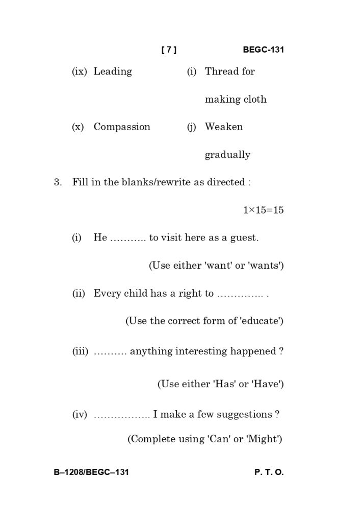 BEGC 131 question paper june 2025