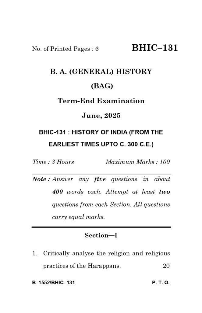BHIC 131 question paper