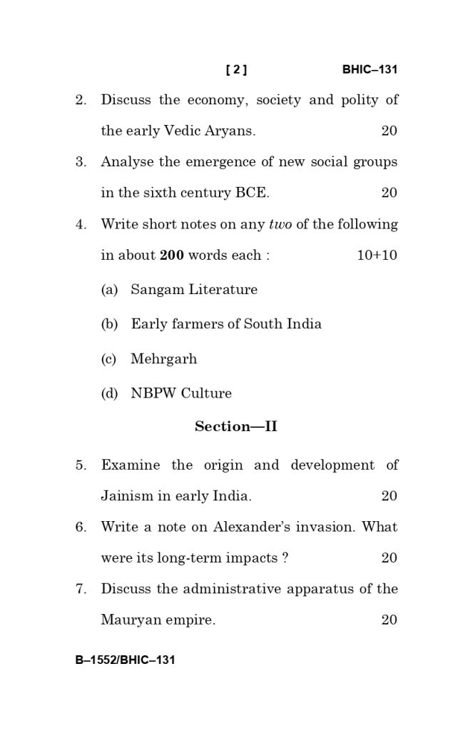 BHIC 131 question paper
