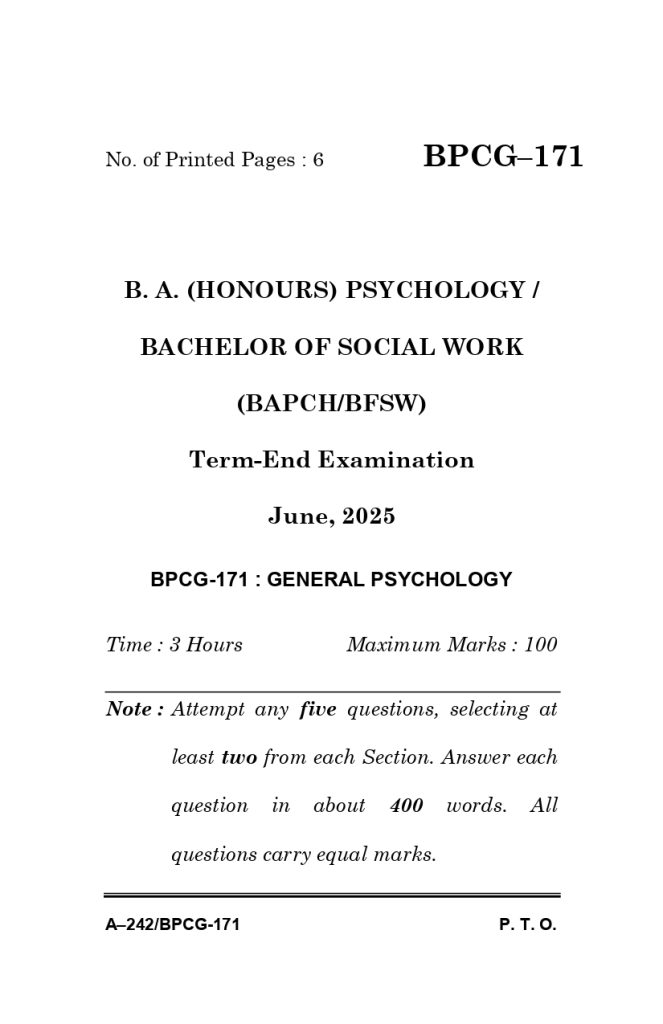 BPCG 171 question paper