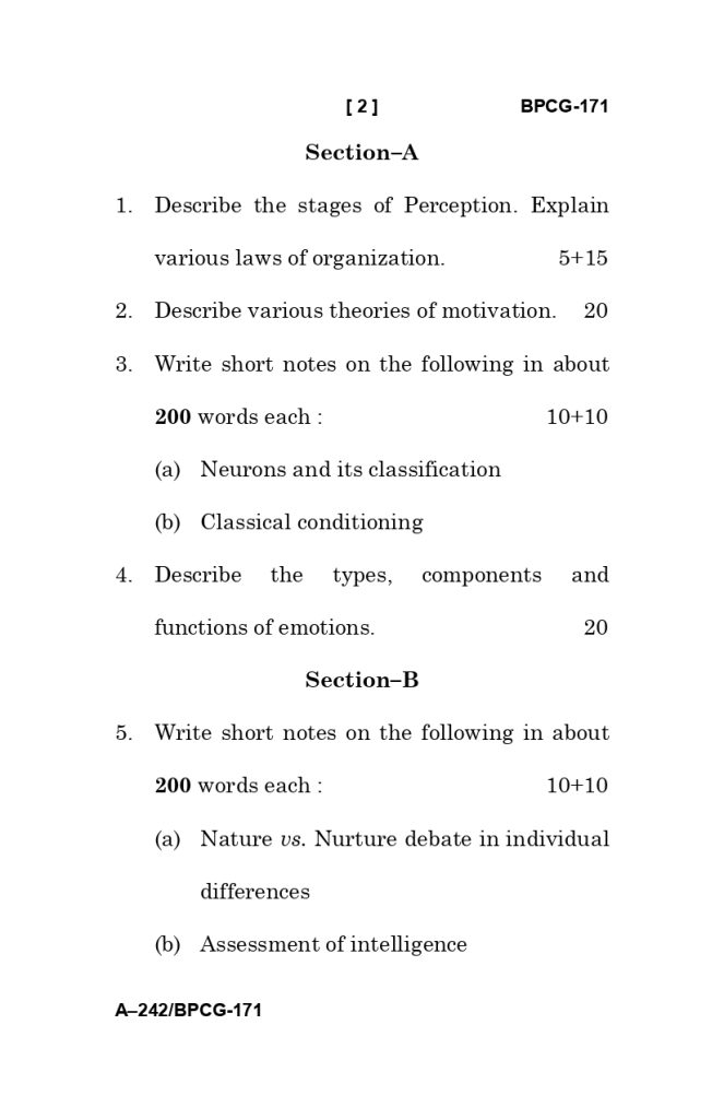 BPCG 171 question paper