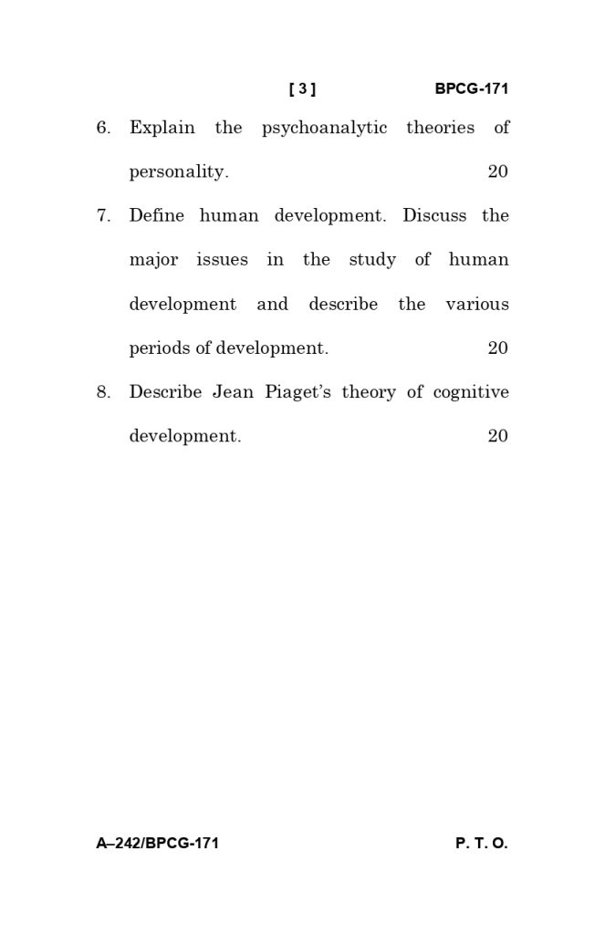 BPCG 171 question paper