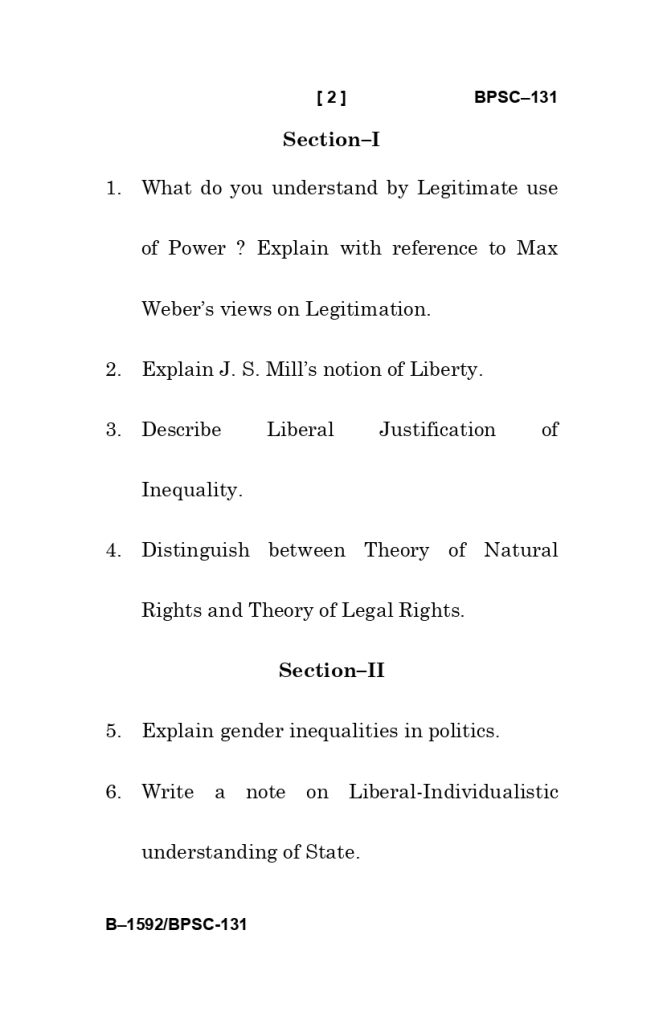 BPSC 131 Question paper june 2025