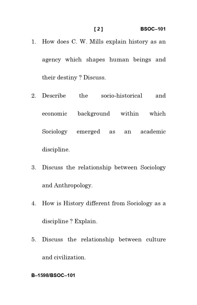 BSOC 101 Question Paper June 2025